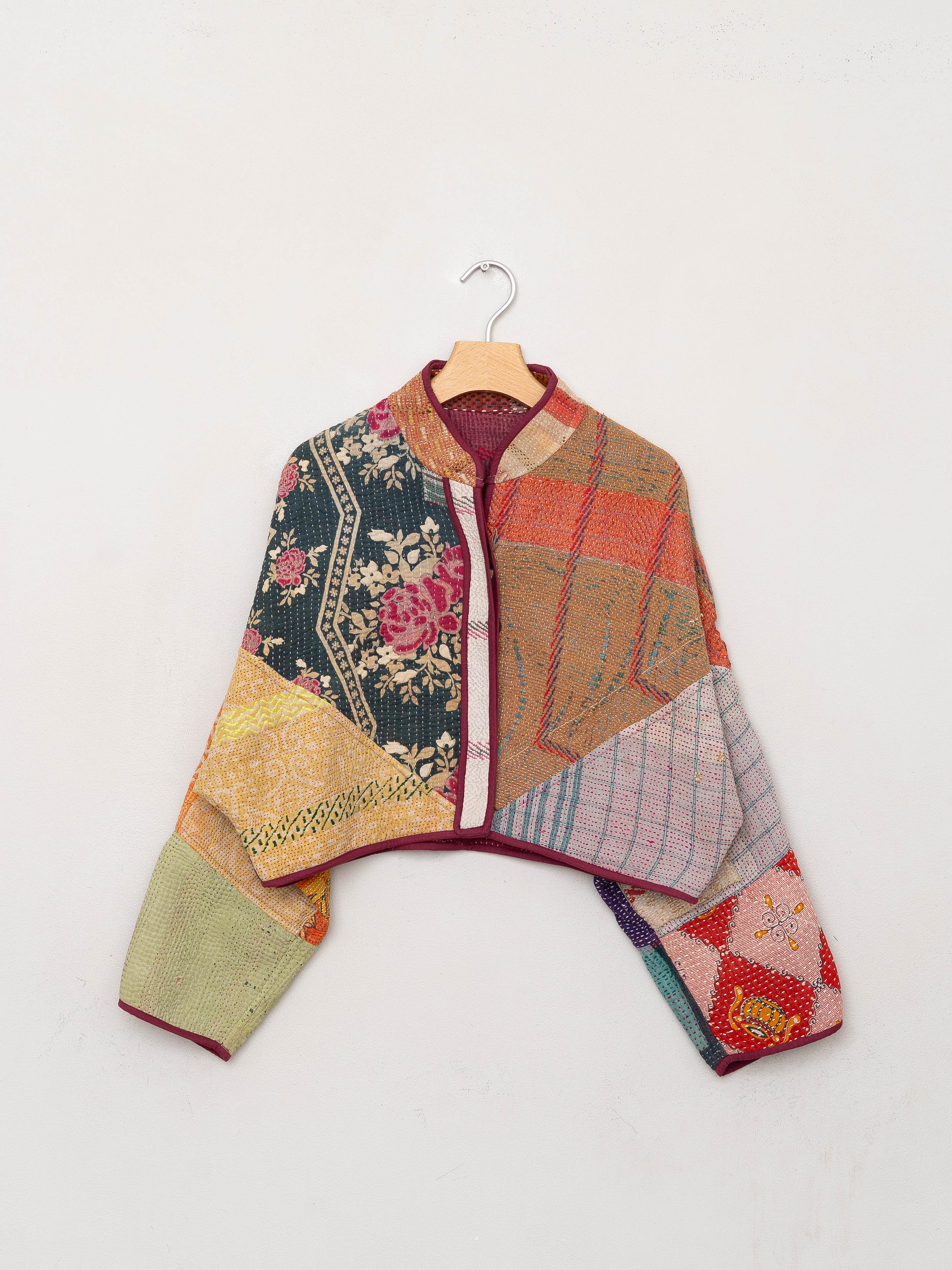 The Kaira Cropped Suzani Quilted Kantha Jacket