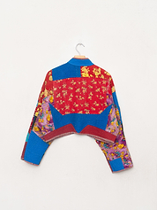The Kaira Cropped Quilted Patchwork Kantha Jacket