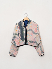 The Kaira Cropped Quilted Patchwork Kantha Jacket