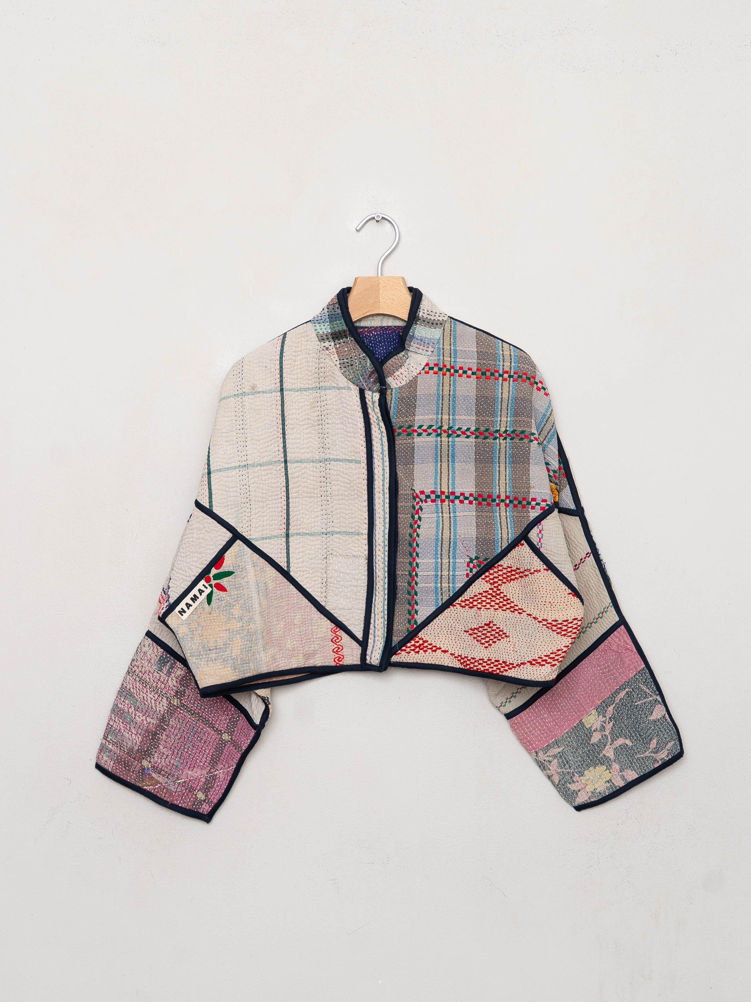 The Kaira Cropped Quilted Patchwork Kantha Jacket
