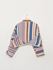 The Kaira Cropped Quilted Patchwork Kantha Jacket