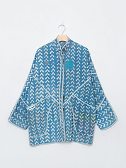 The Narmada Quilted Indigo Kantha Jacket