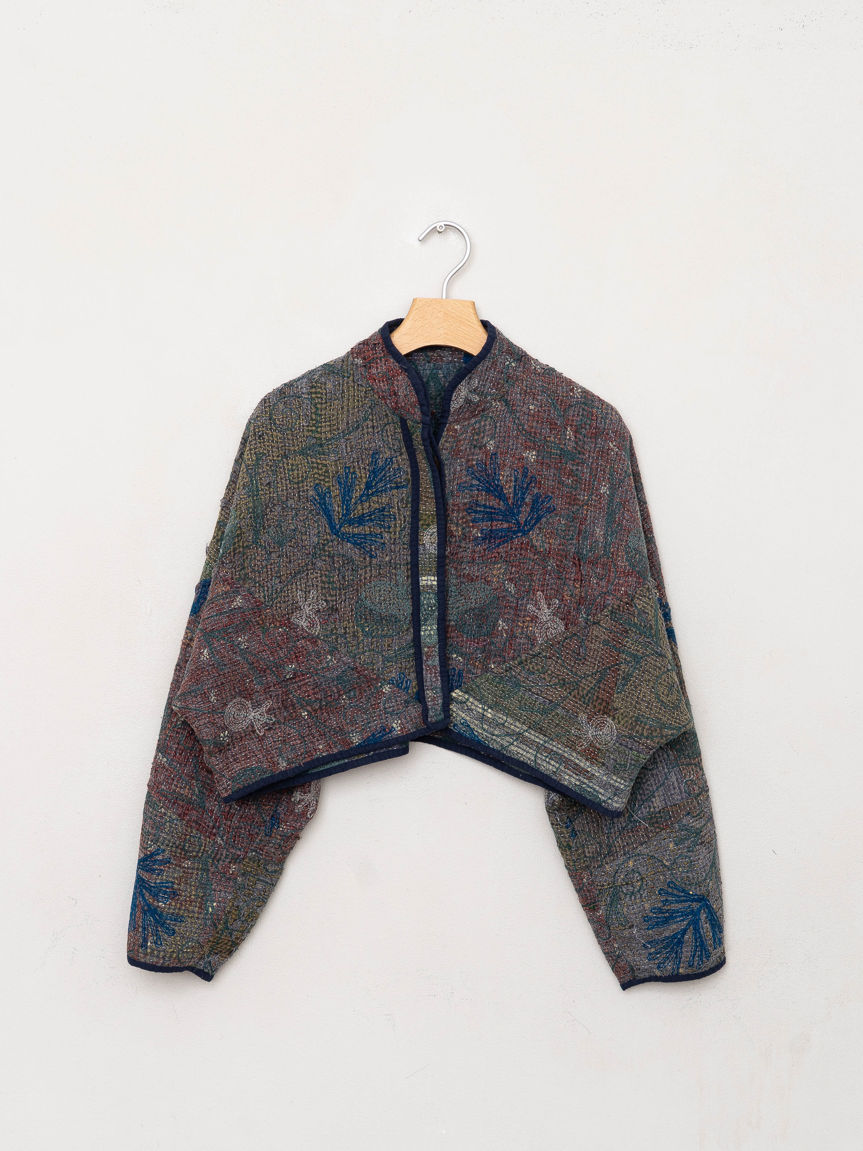 The Kaira Cropped Suzani Quilted Kantha Jacket