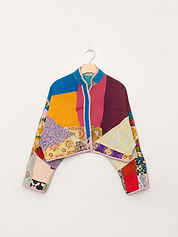 The Kaira Cropped Quilted Patchwork Kantha Jacket