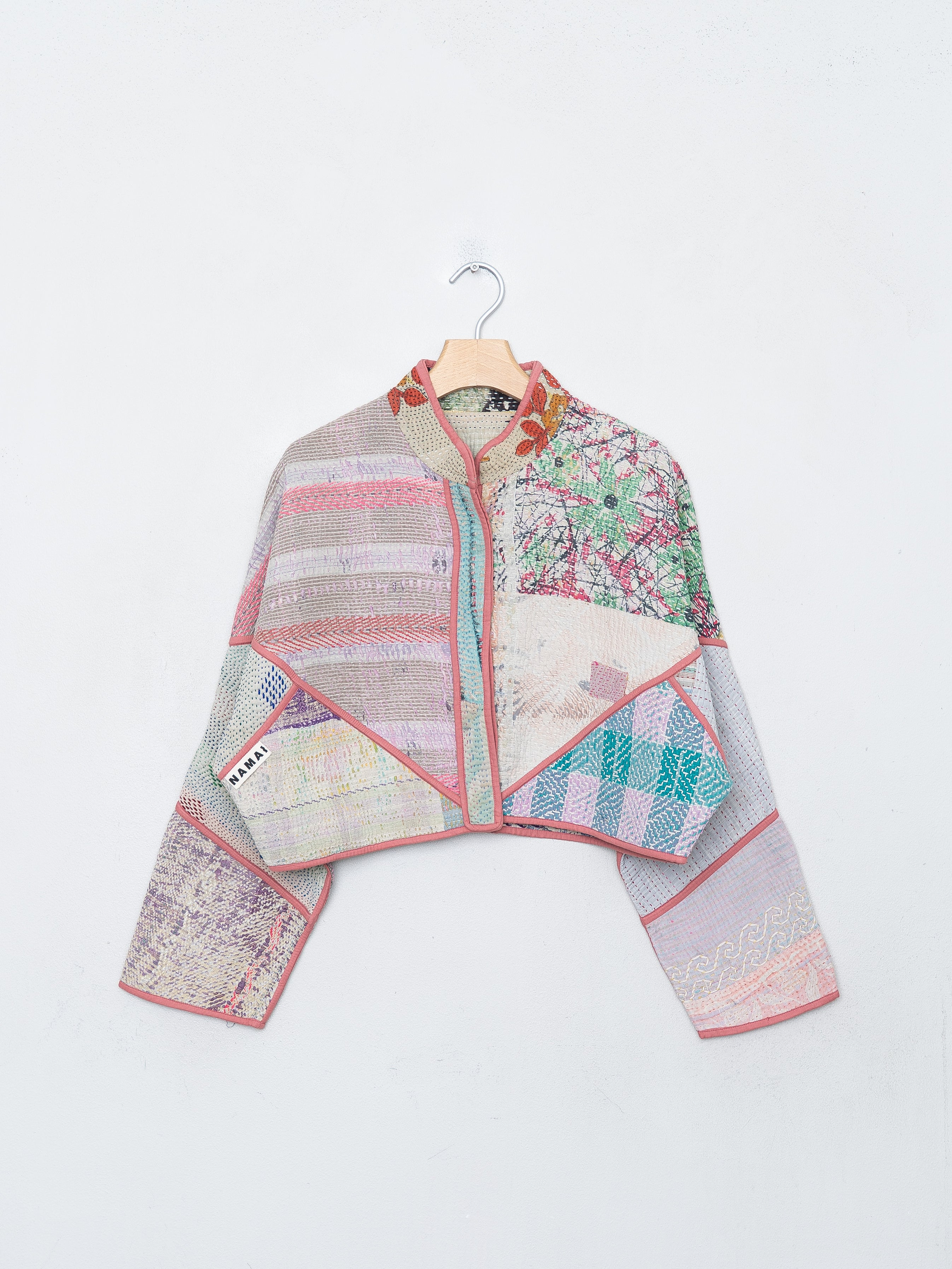 The Kaira Cropped Quilted Patchwork Kantha Jacket