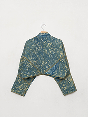 The Kaira Cropped Quilted Indigo Kantha Jacket