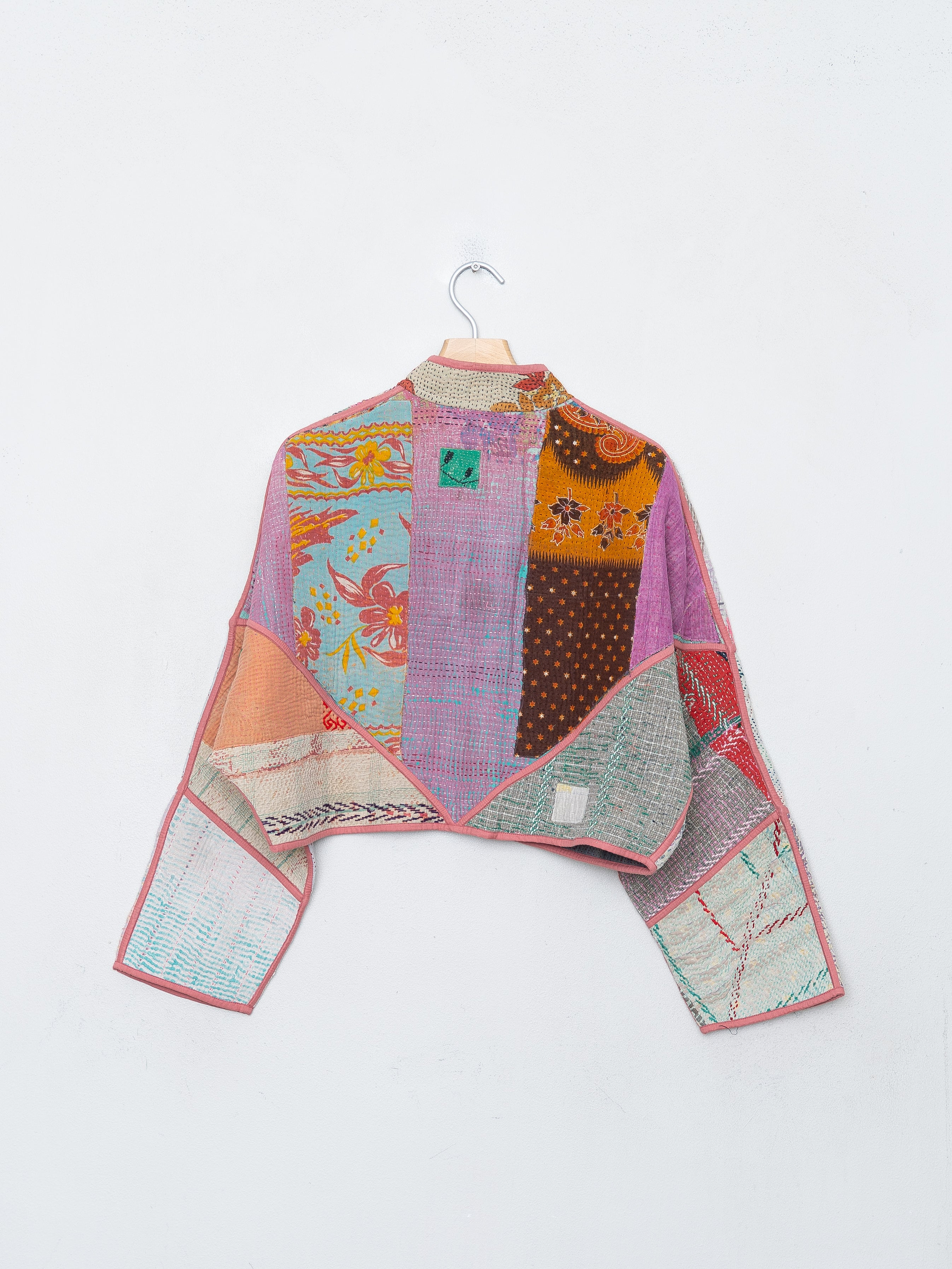 The Kaira Cropped Quilted Patchwork Kantha Jacket