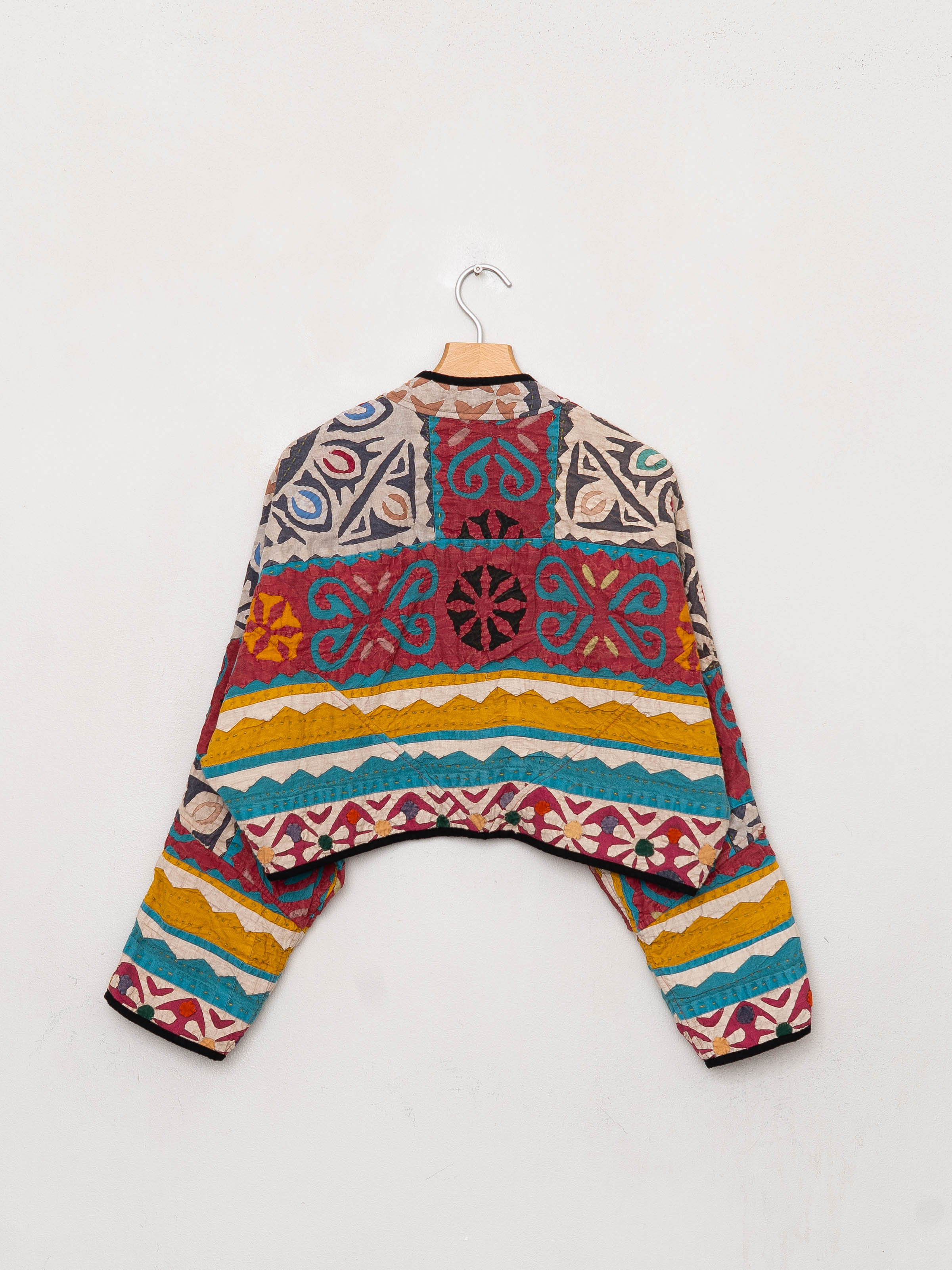 The Kaira Cropped Suzani Cut Out Kantha Jacket