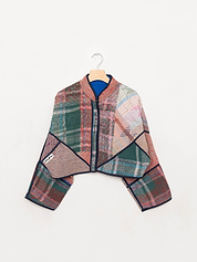 The Kaira Cropped Quilted Patchwork Kantha Jacket
