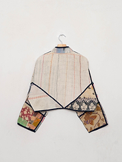 The Kaira Cropped Quilted Patchwork Kantha Jacket