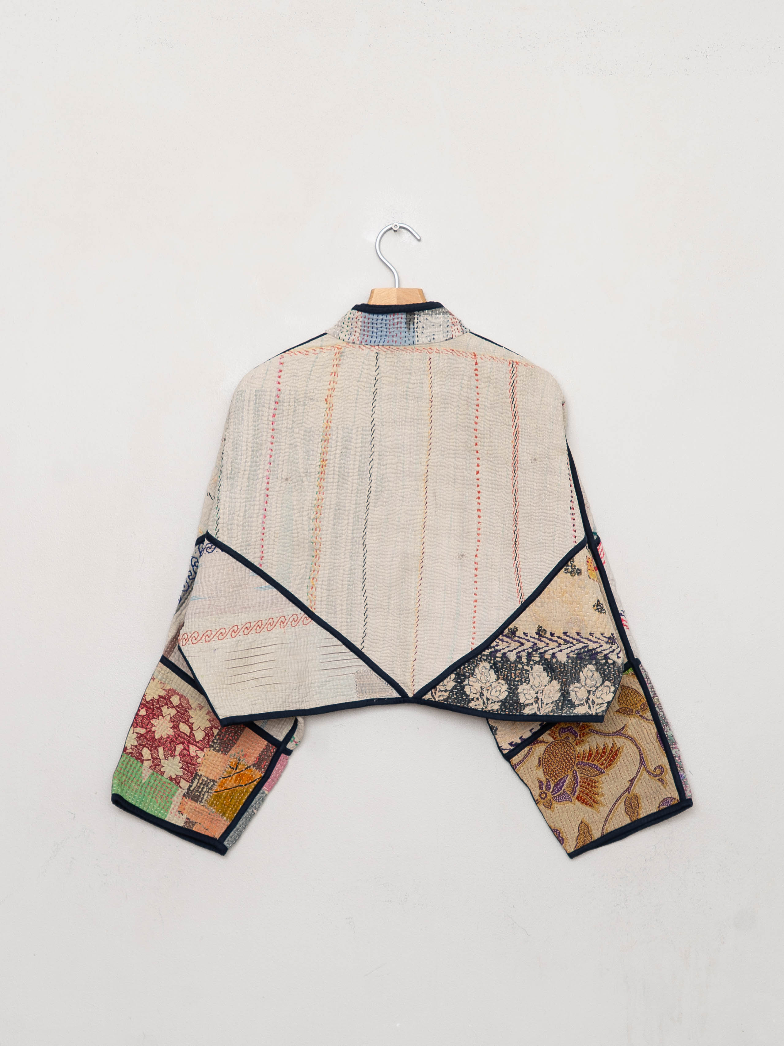 The Kaira Cropped Quilted Patchwork Kantha Jacket