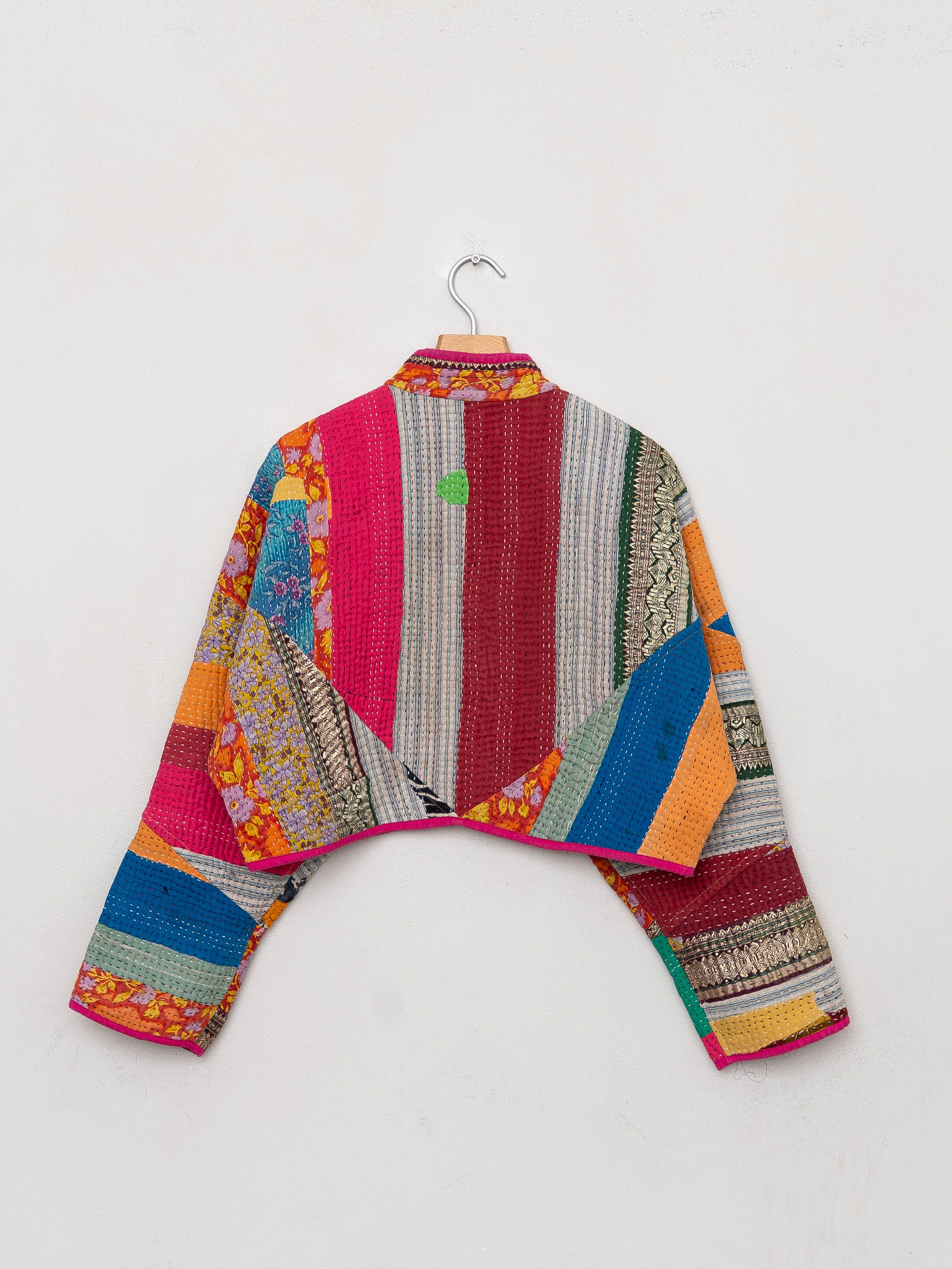The Kaira Cropped Quilted Patchwork Kantha Jacket