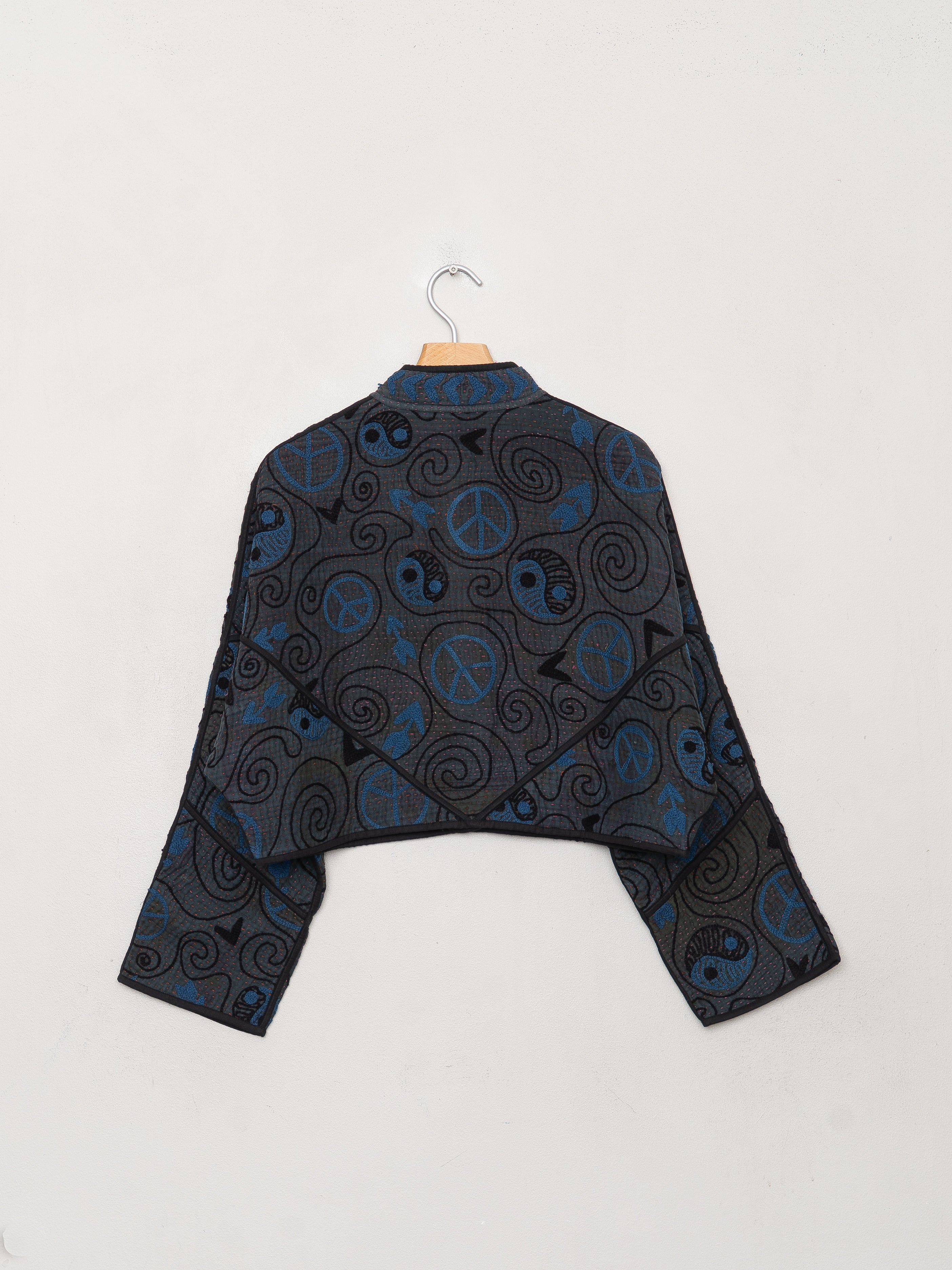 The Kaira Cropped Suzani Quilted Kantha Jacket