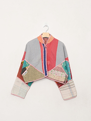 The Kaira Cropped Quilted Patchwork Kantha Jacket