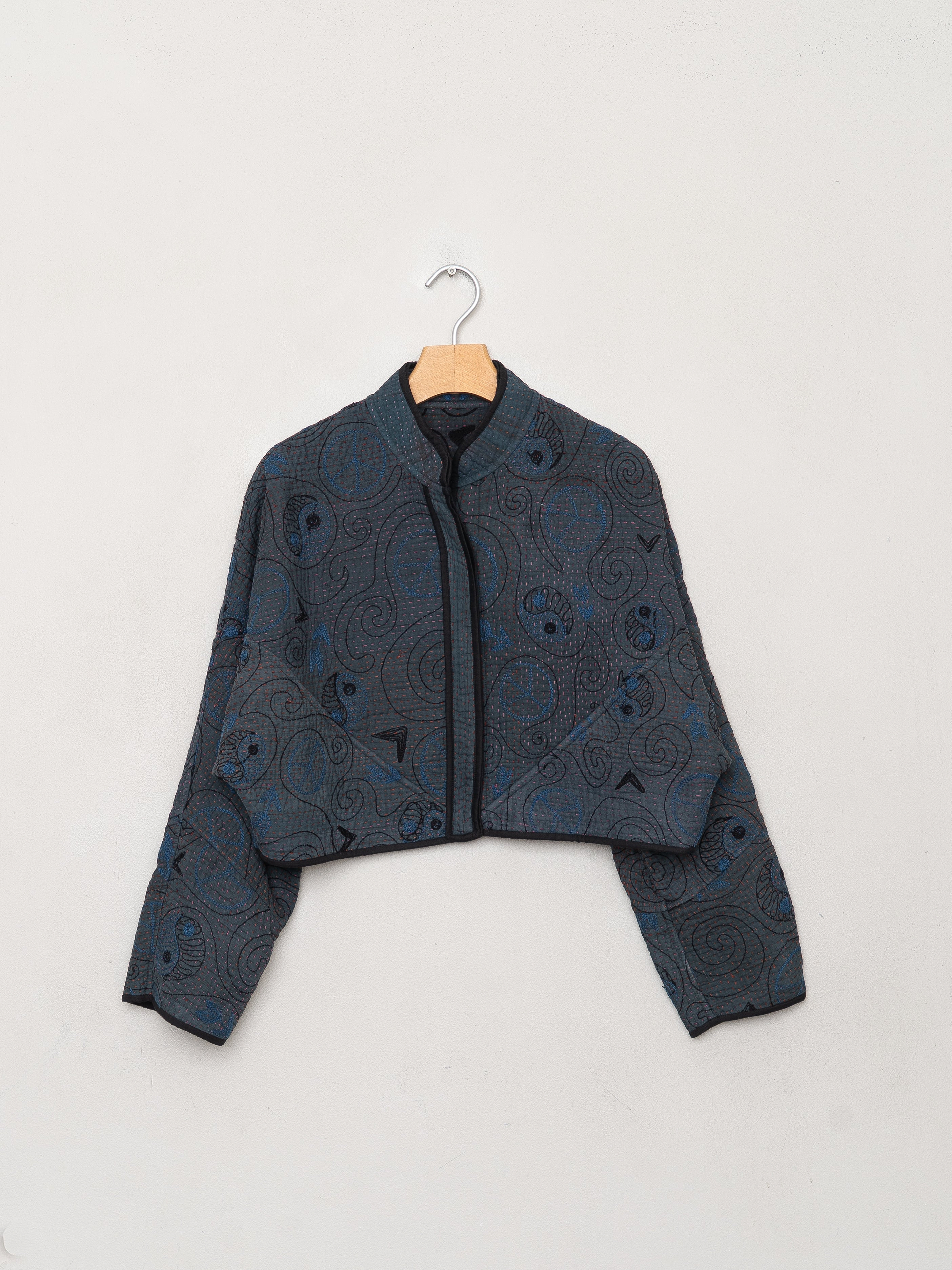 The Kaira Cropped Suzani Quilted Kantha Jacket