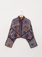 The Kaira Cropped Suzani Quilted Kantha Jacket