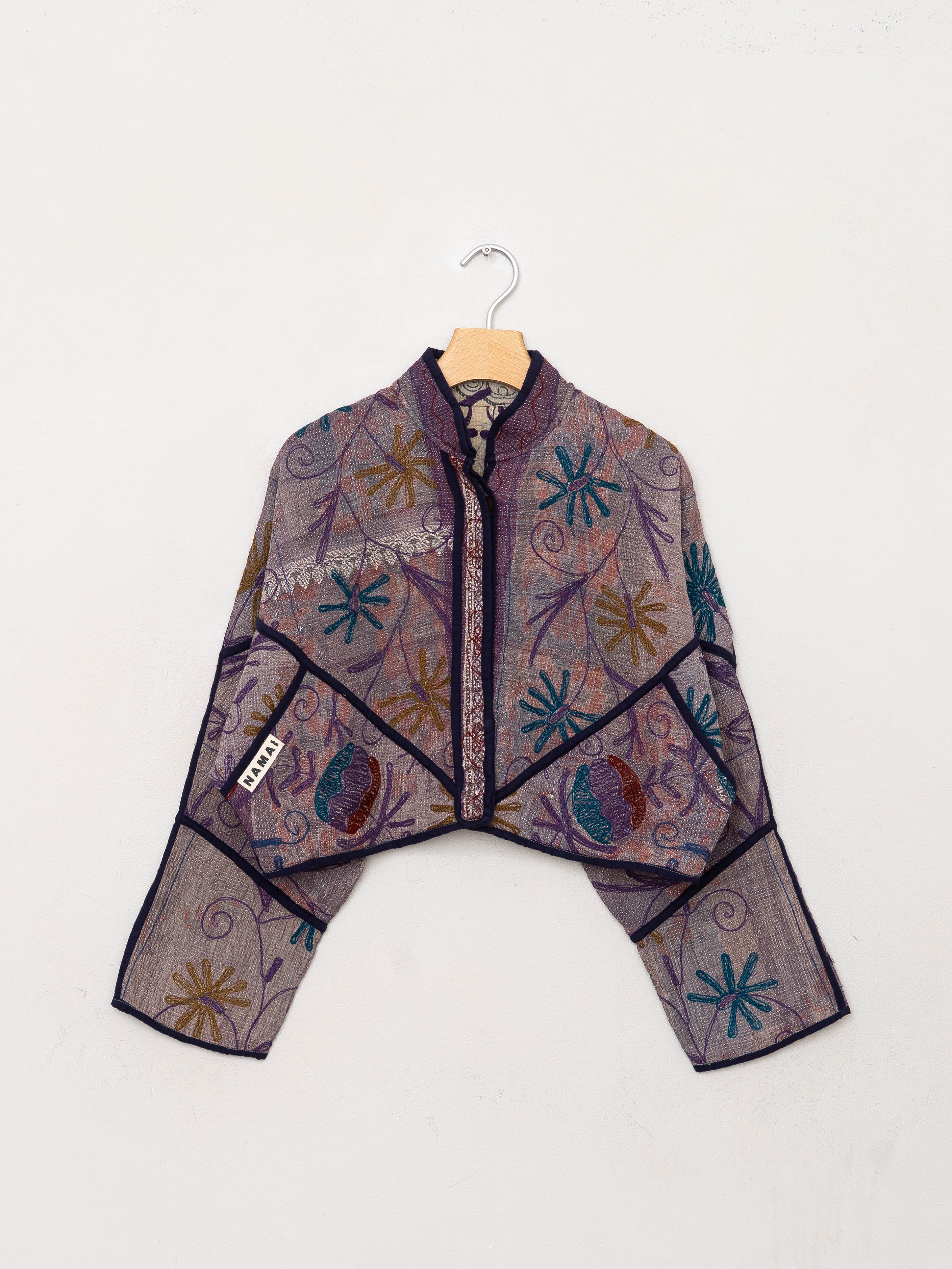 The Kaira Cropped Suzani Quilted Kantha Jacket