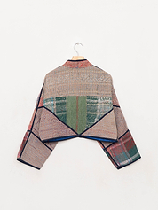 The Kaira Cropped Quilted Patchwork Kantha Jacket