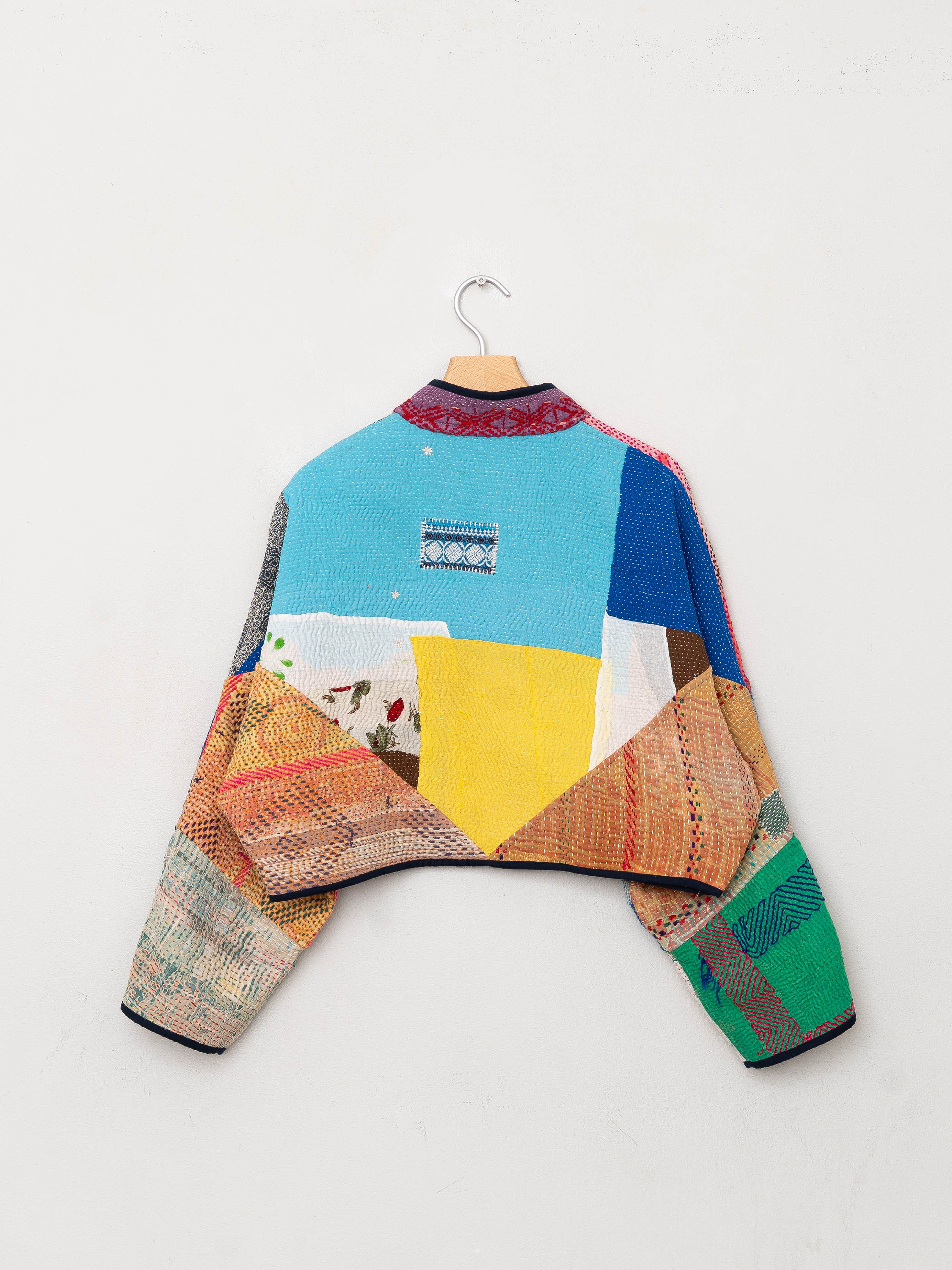 The Kaira Cropped Quilted Patchwork Kantha Jacket