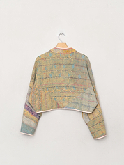 The Kaira Cropped Quilted Patchwork Kantha Jacket