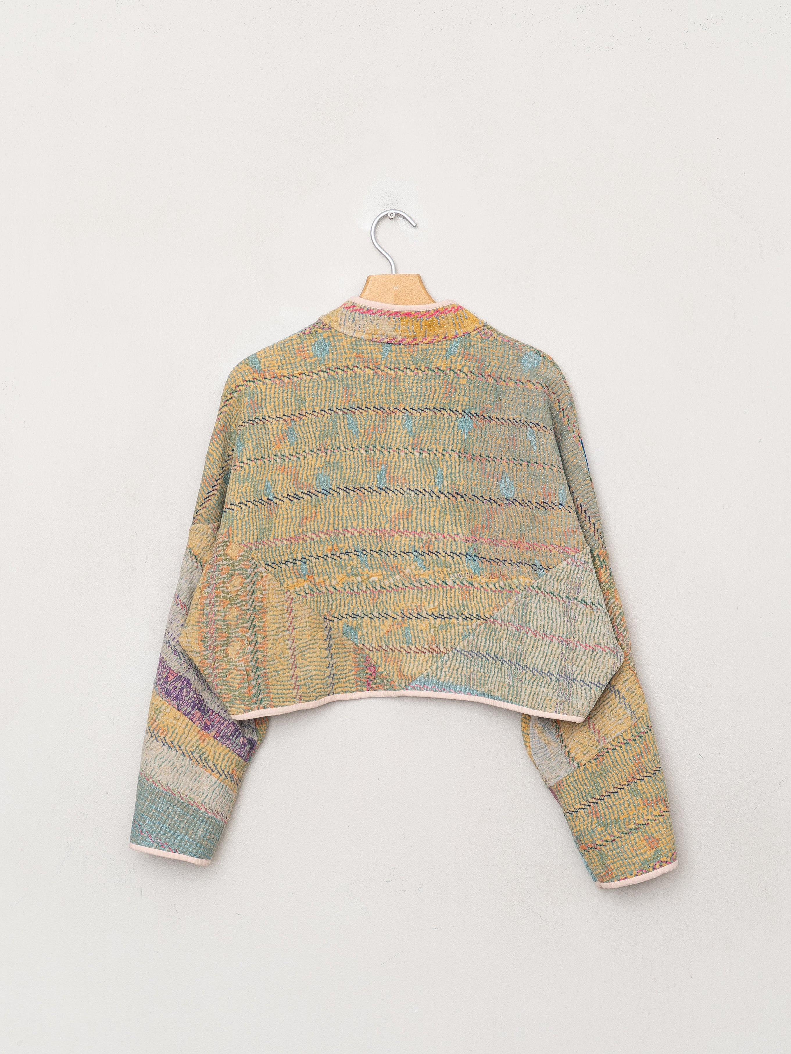 The Kaira Cropped Quilted Patchwork Kantha Jacket