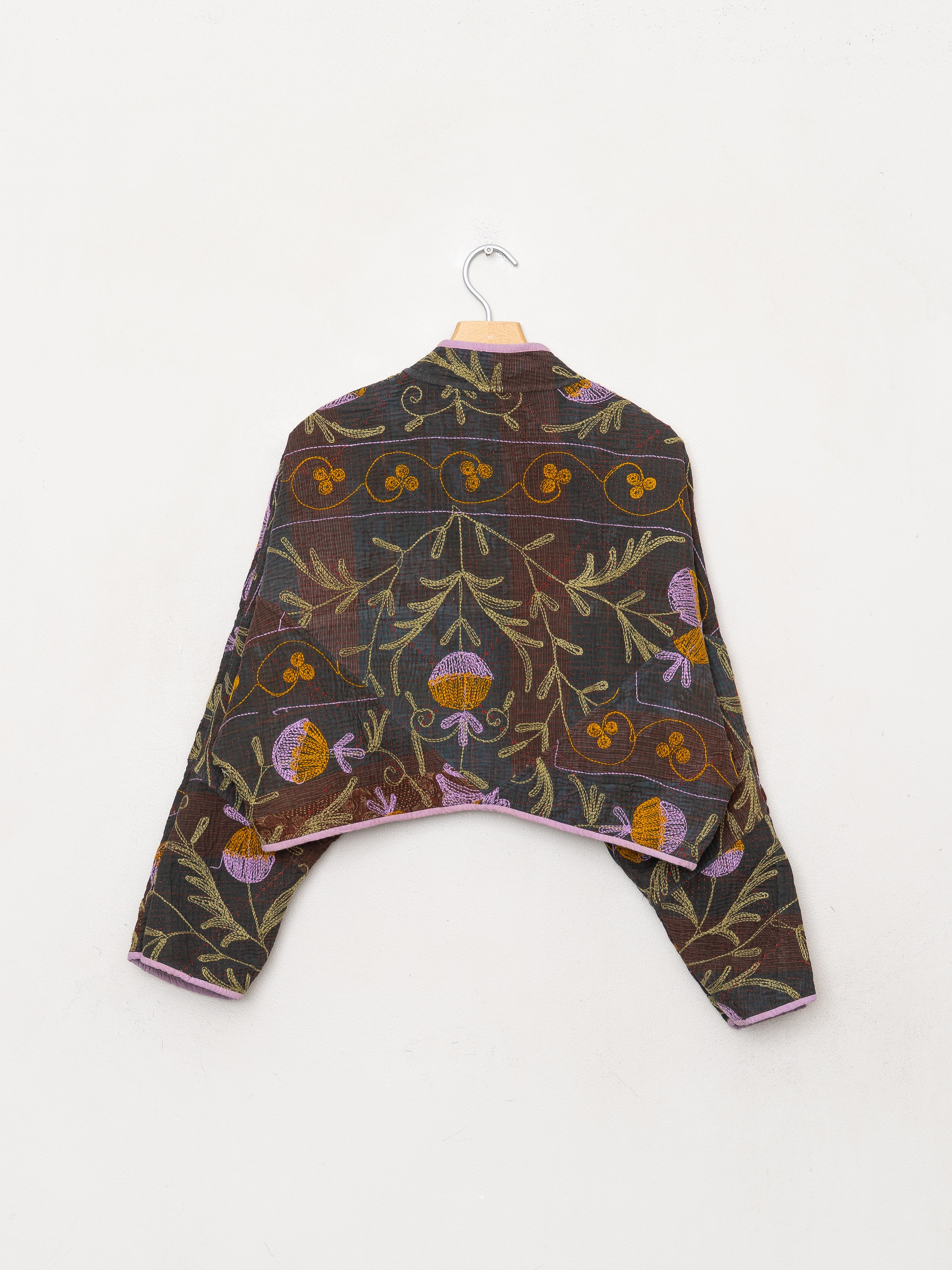 The Kaira Cropped Suzani Quilted Kantha Jacket