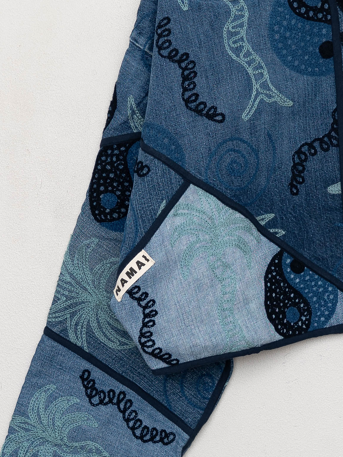 The Kaira Cropped Denim Suzani Jacket - Medium