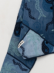 The Kaira Cropped Denim Suzani Jacket - Medium