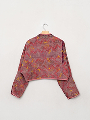 The Kaira Cropped Suzani Quilted Kantha Jacket