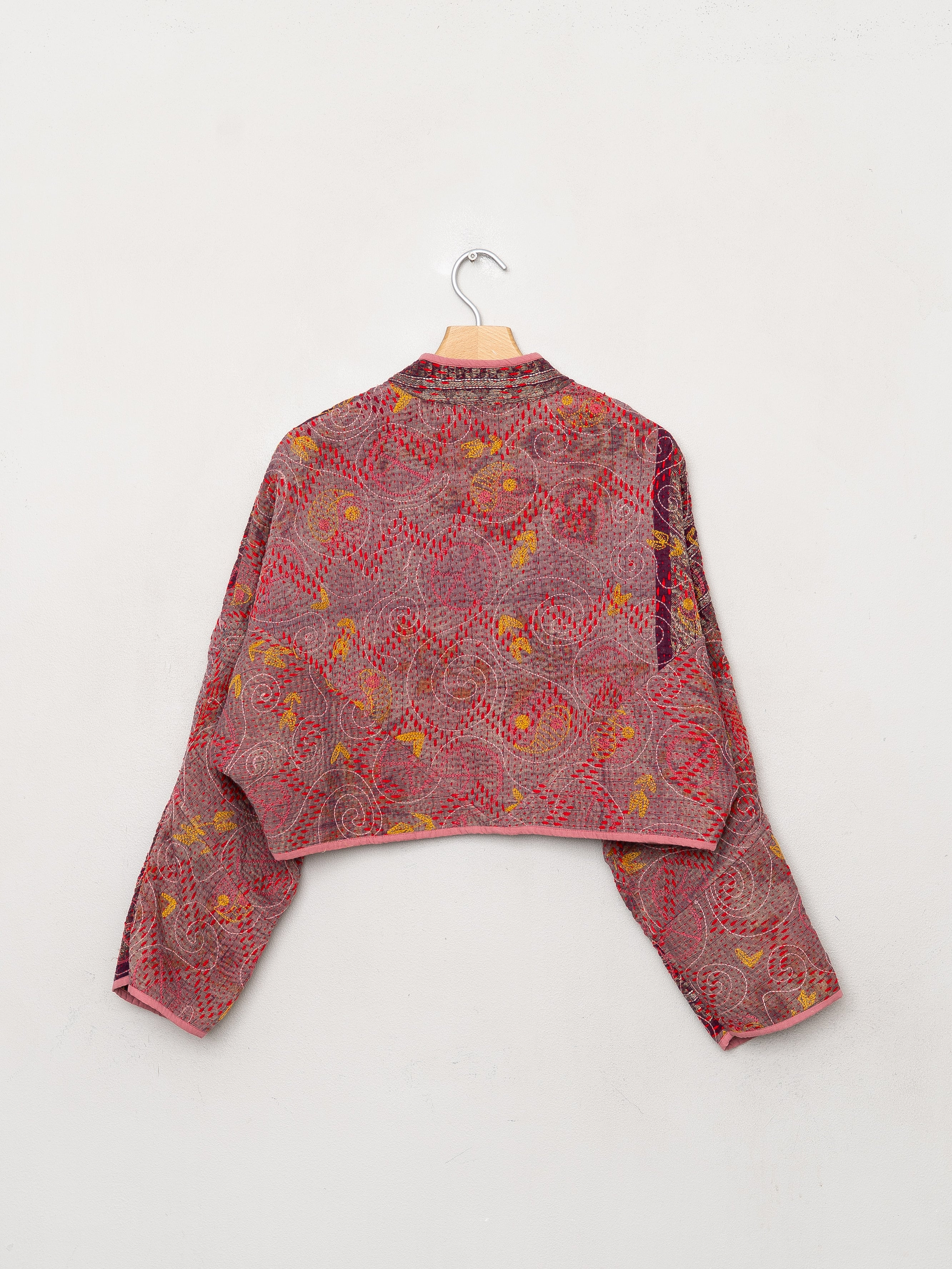 The Kaira Cropped Suzani Quilted Kantha Jacket