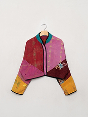 The Kaira Cropped Quilted Patchwork Kantha Jacket Wholesale