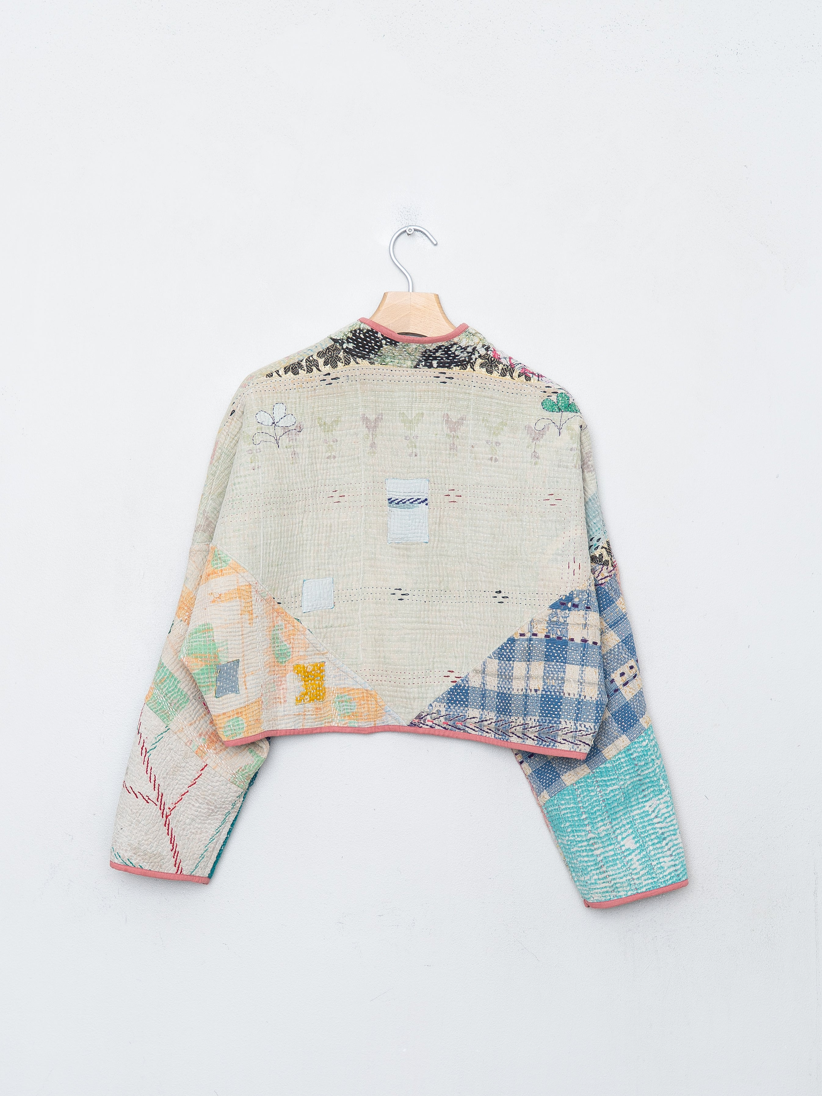 The Kaira Cropped Quilted Patchwork Kantha Jacket