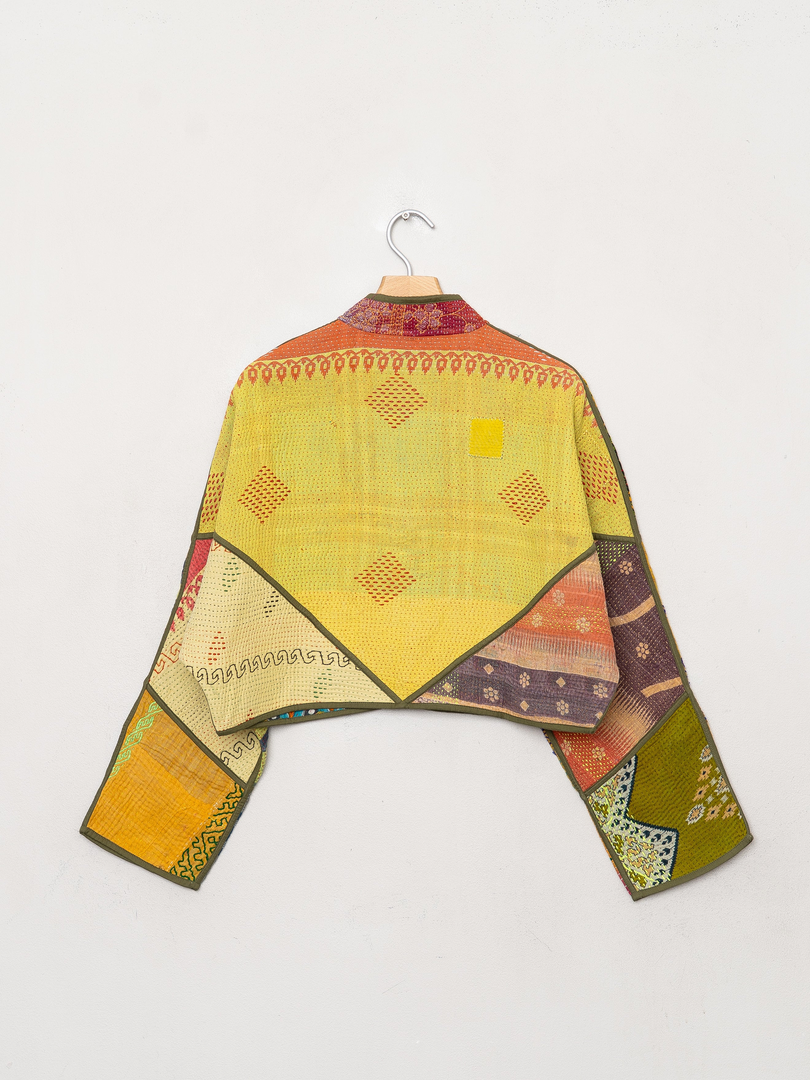 The Kaira Cropped Quilted Patchwork Kantha Jacket