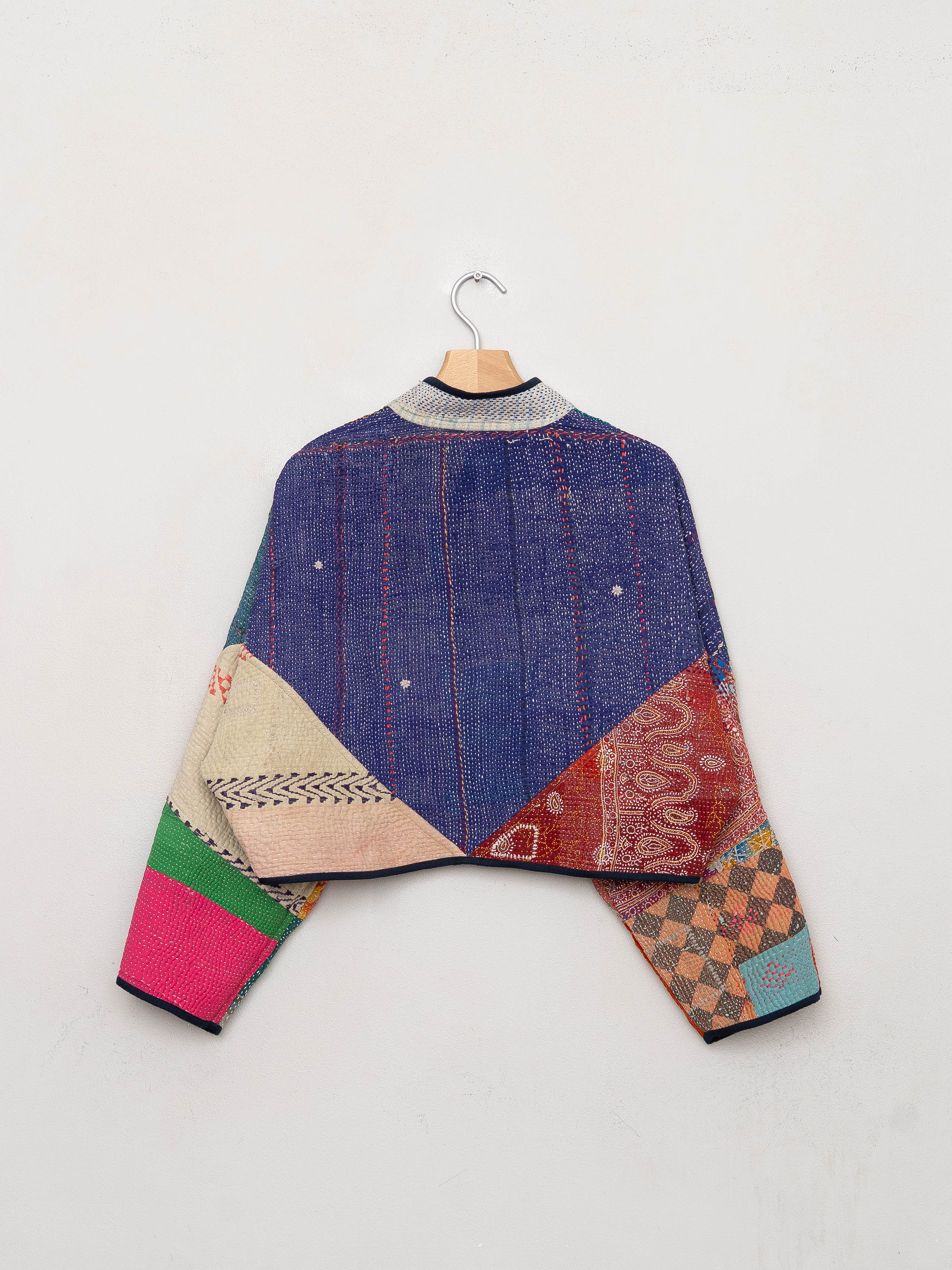 The Kaira Cropped Quilted Patchwork Kantha Jacket