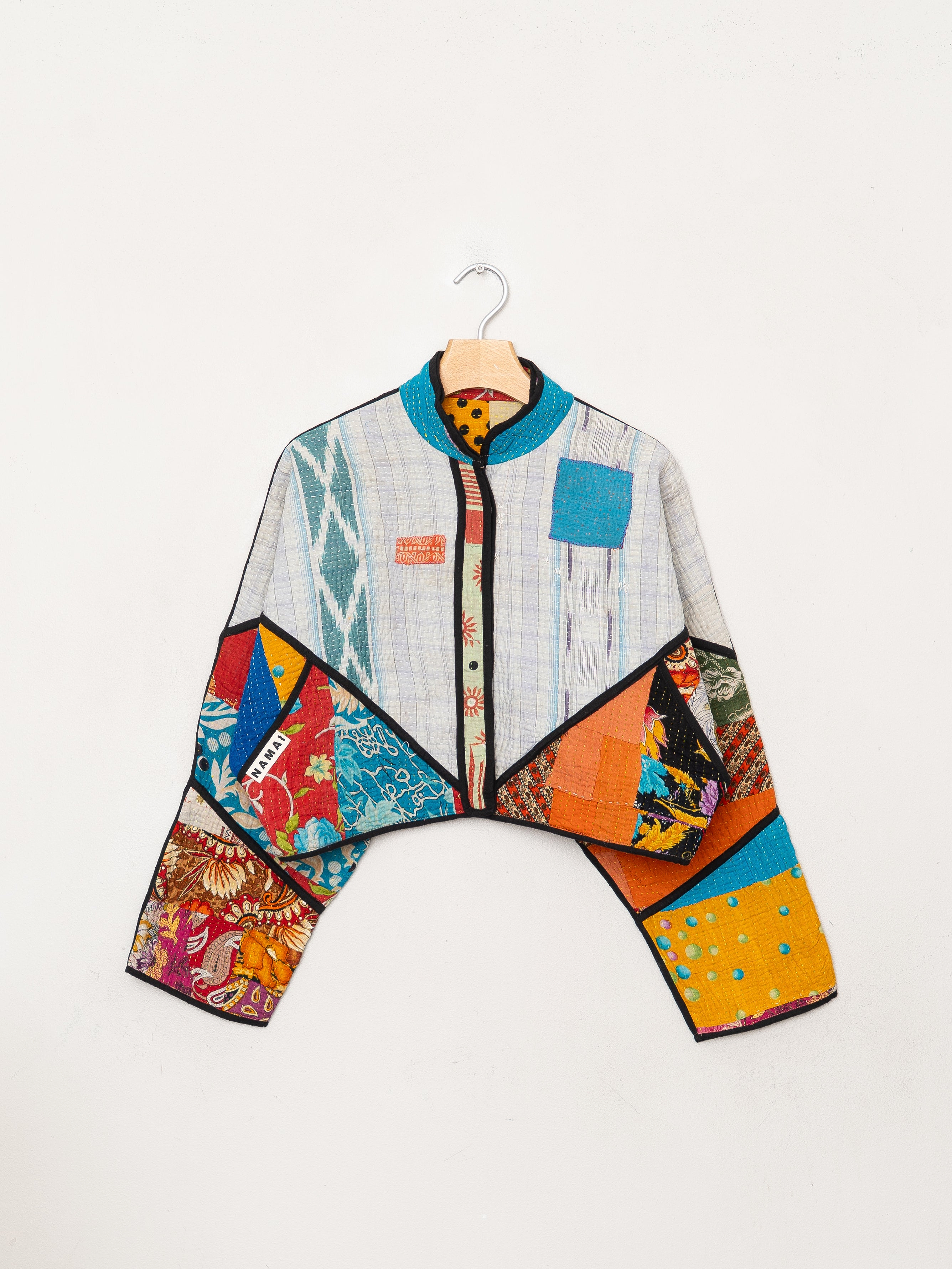 The Kaira Cropped Quilted Patchwork Kantha Jacket