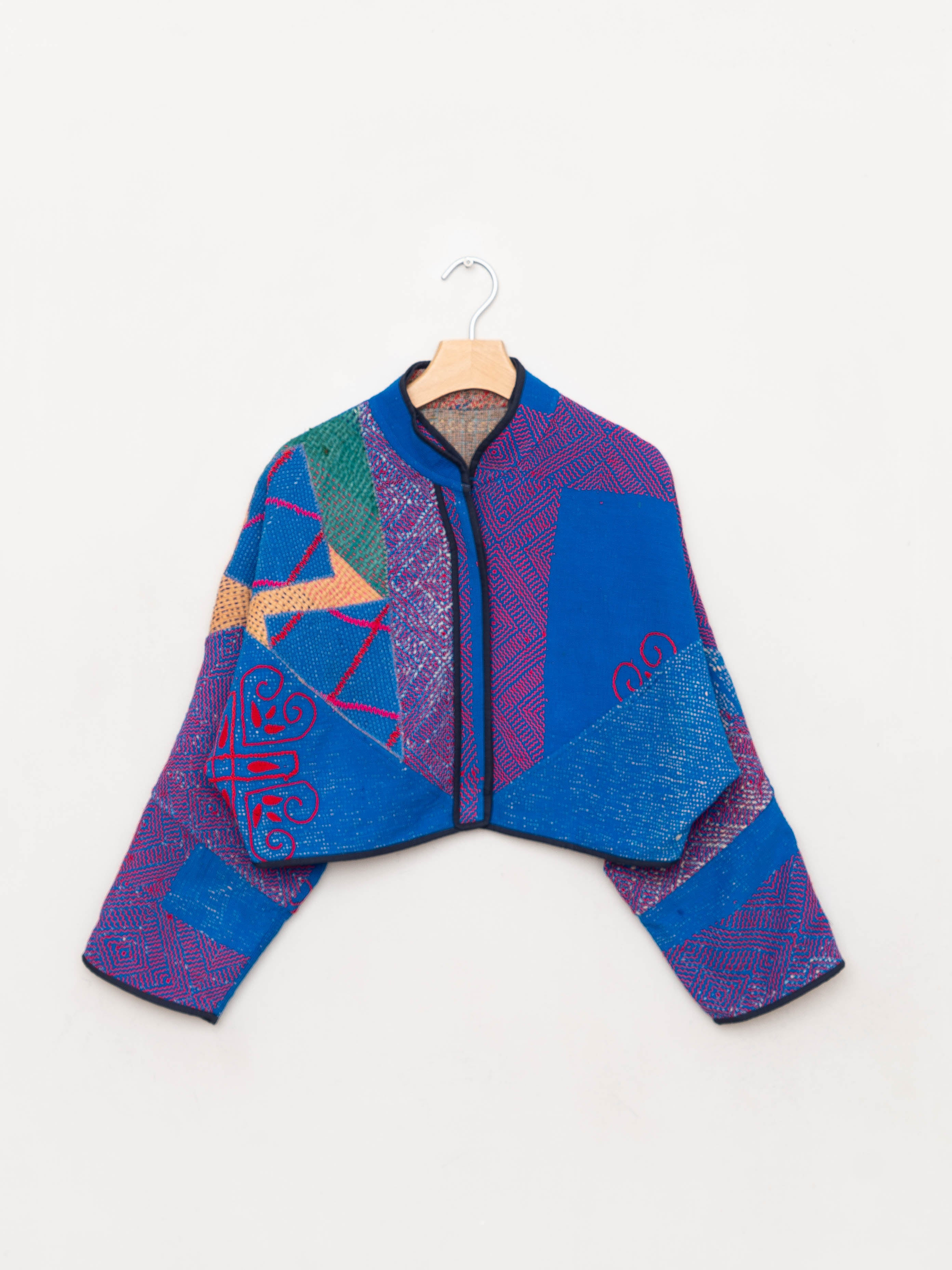 The Kaira Cropped Quilted Patchwork Kantha Jacket