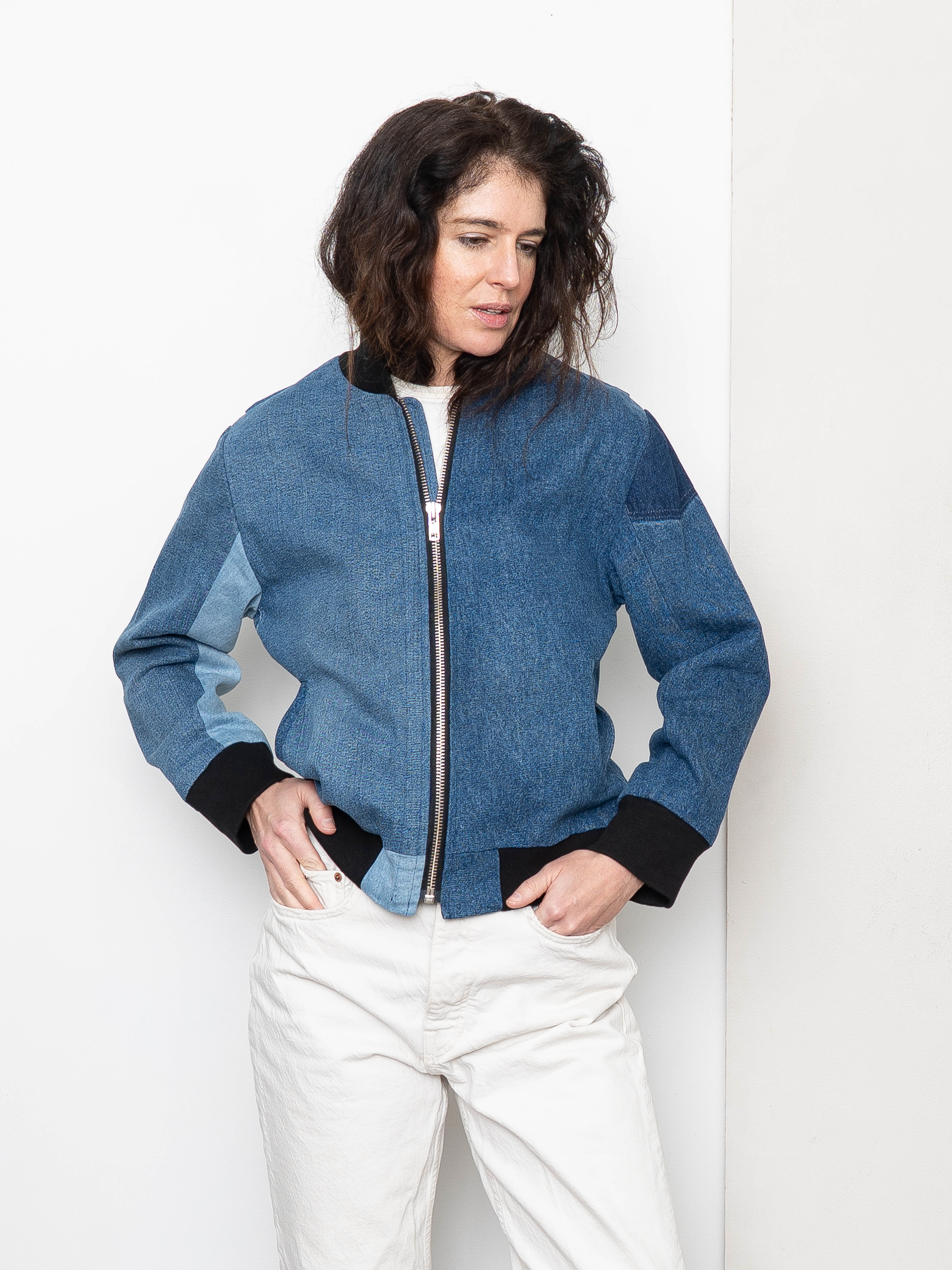 The Veda Denim Bomber Jacket - Small