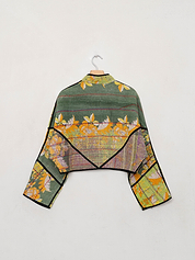 The Kaira Cropped Quilted Patchwork Kantha Jacket