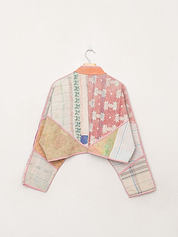 The Kaira Cropped Quilted Patchwork Kantha Jacket