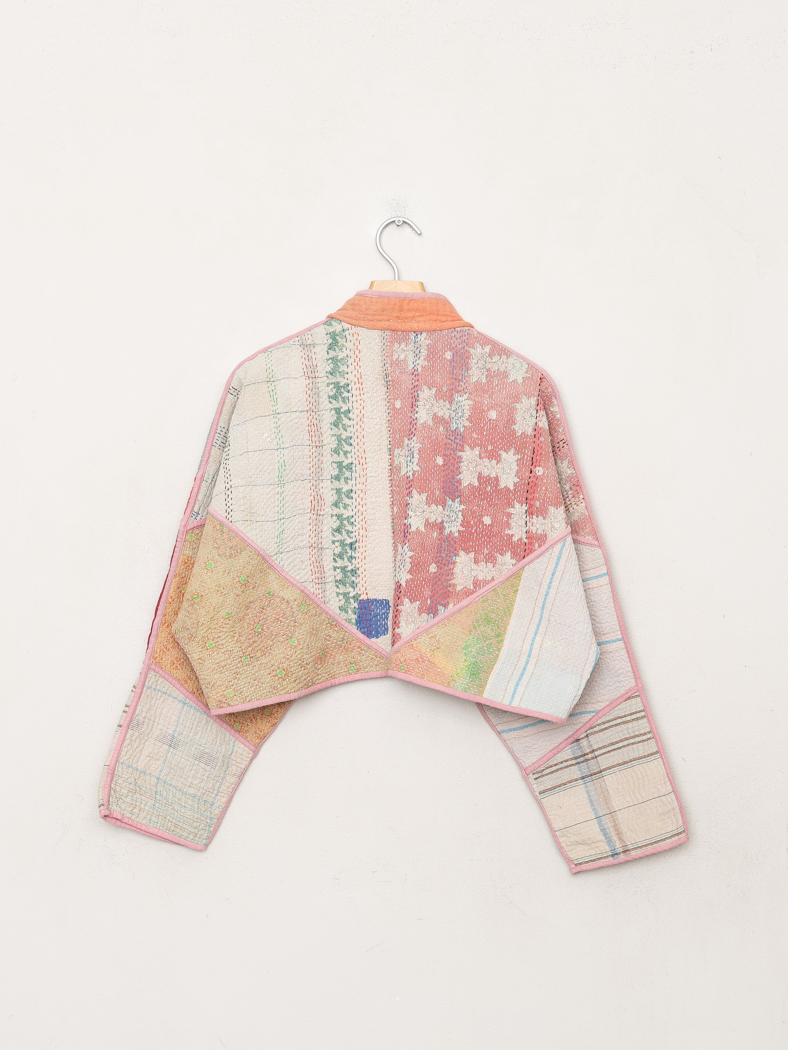 The Kaira Cropped Quilted Patchwork Kantha Jacket