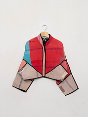 The Kaira Cropped Quilted Patchwork Kantha Jacket