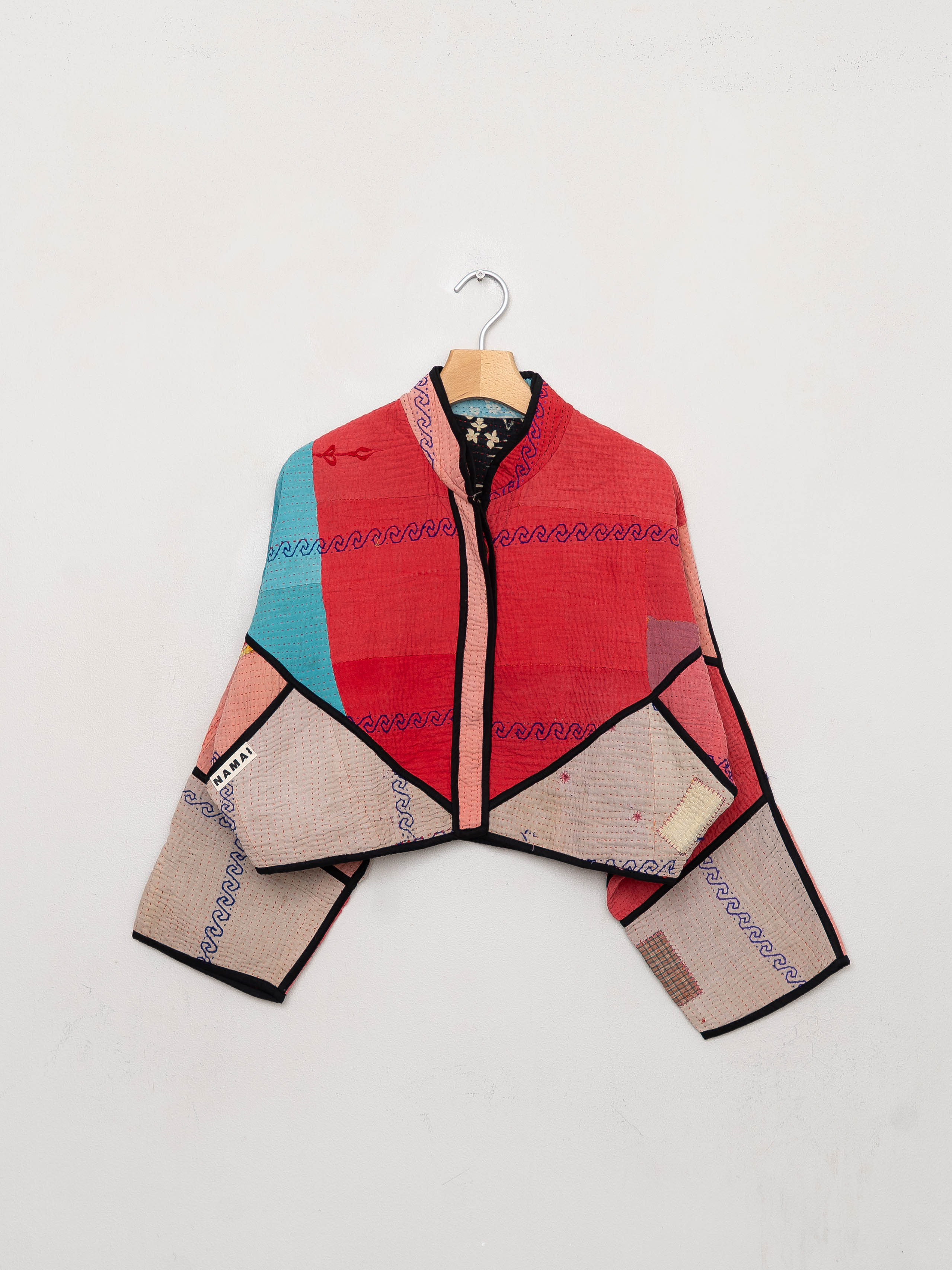 The Kaira Cropped Quilted Patchwork Kantha Jacket