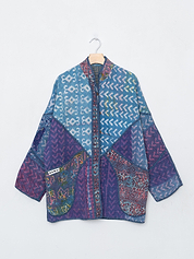 The Narmada Quilted Indigo Kantha Jacket