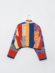 The Kaira Cropped Quilted Patchwork Kantha Jacket