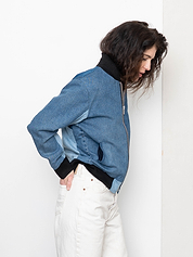 The Veda Denim Bomber Jacket - Small