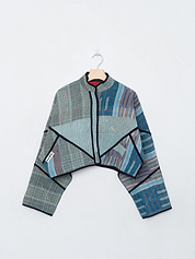 The Kaira Cropped Quilted Patchwork Kantha Jacket
