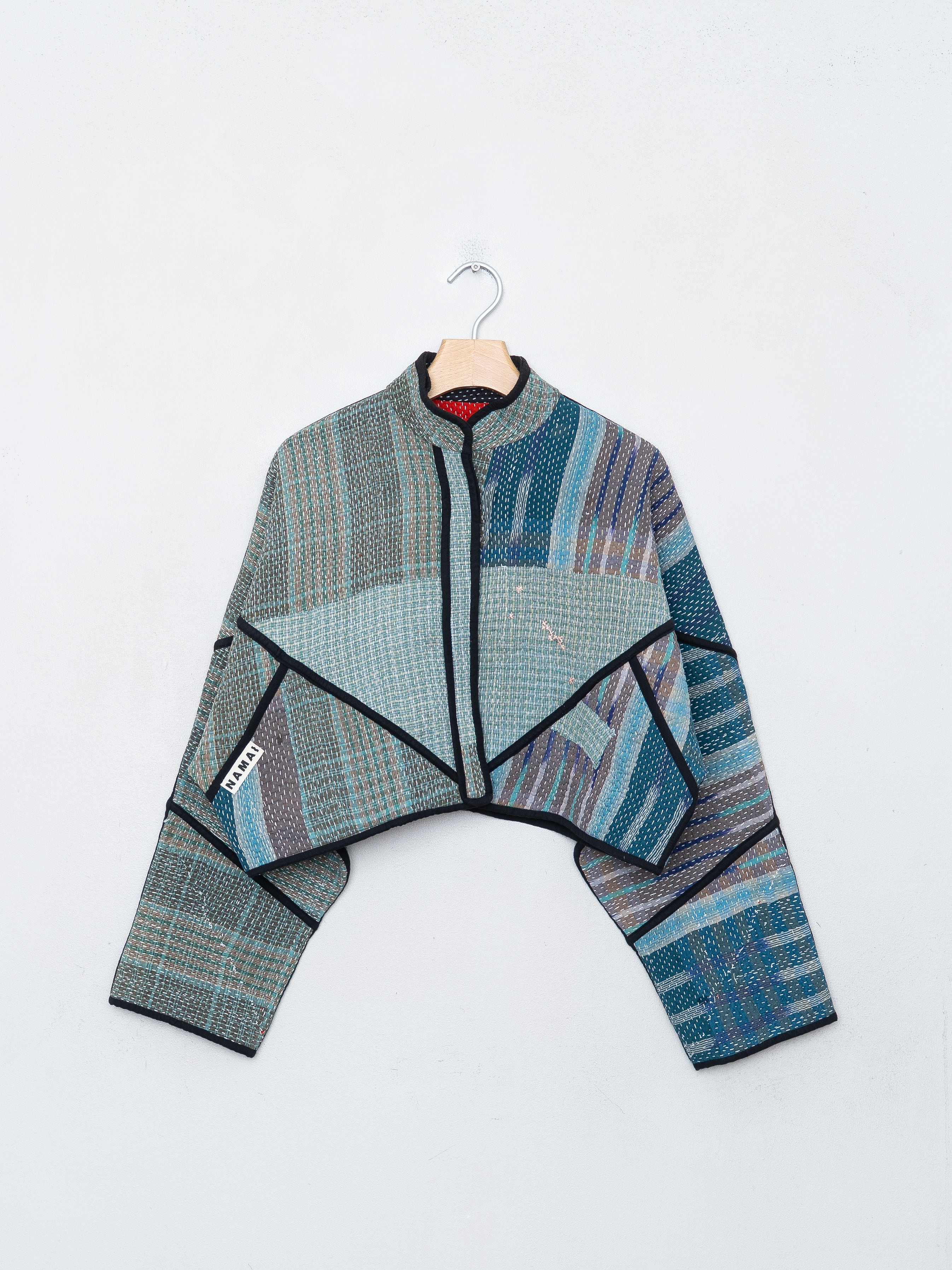 The Kaira Cropped Quilted Patchwork Kantha Jacket