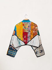 The Kaira Cropped Quilted Patchwork Kantha Jacket