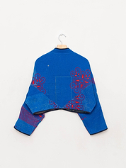 The Kaira Cropped Quilted Patchwork Kantha Jacket