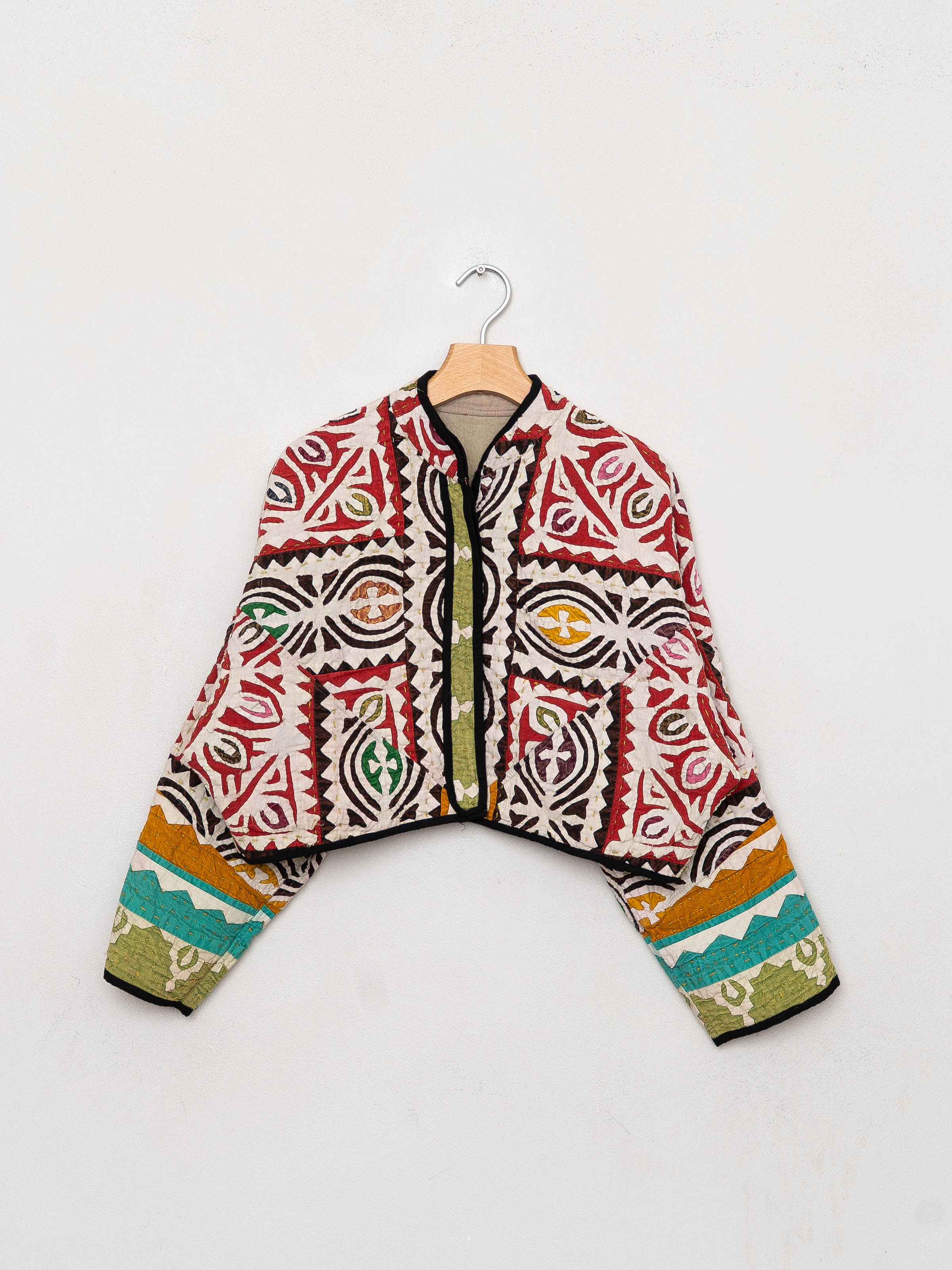 The Kaira Cropped Suzani Cut Out Kantha Jacket